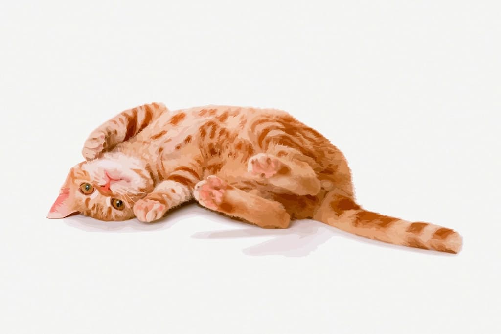 A ginger kitten stretched out